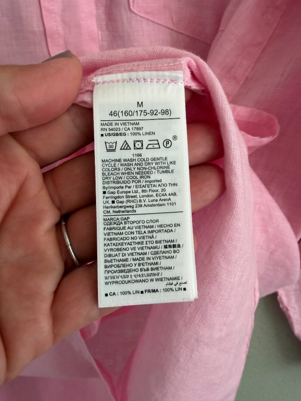 Gap Linen Boyfriend Shirt Relaxed Fit Pink - Women's M - Picture 3 of 8